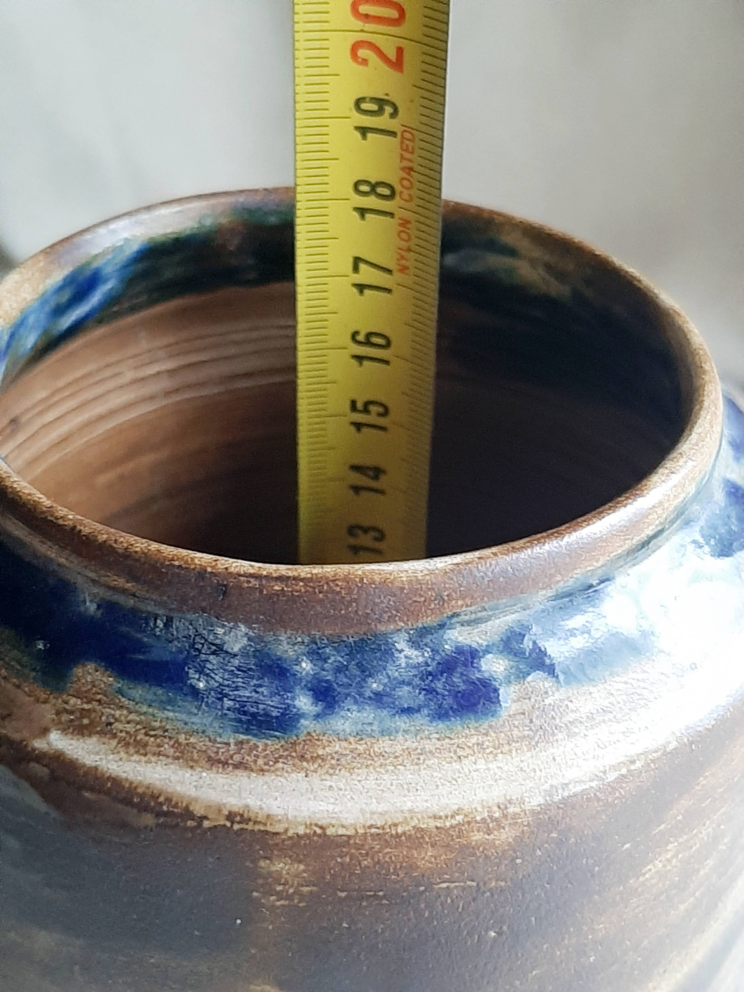 Glazed stoneware vase signed