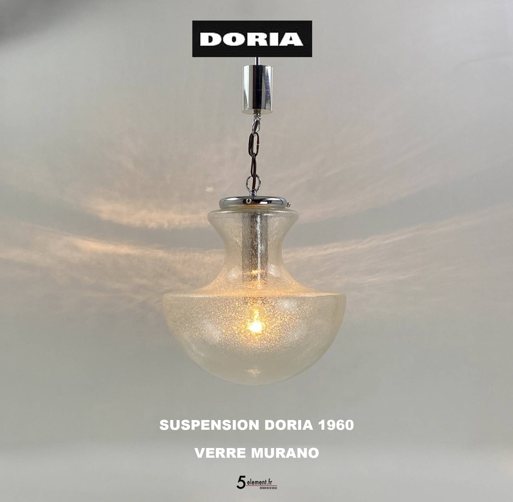 Murano glass pendant light (Mazzega) for Doria, 1960s.