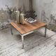 Table basse noyer et chrome moderniste