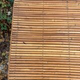 Vintage rattan magazine rack table