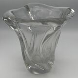 Crystal vase signed daum france free form 4.4 kg