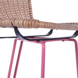 Italian set of 3 bar stools with cane and metal by Cidue, 1980s