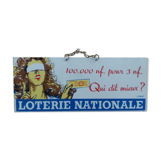 Old plate plate "National Lottery Who says better?" 13x32cm 1950