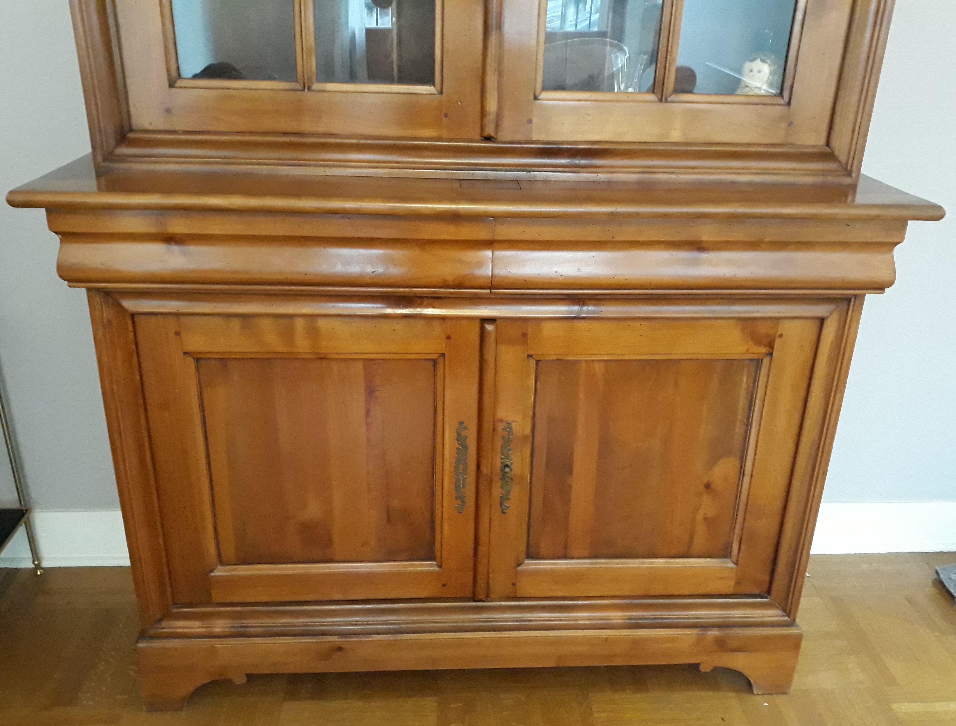 Bookcase 2 bodies in cherry wood Louis Philippe style