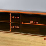 Long Glass Bookcase in Walnut, Rozaffy Style – 1960