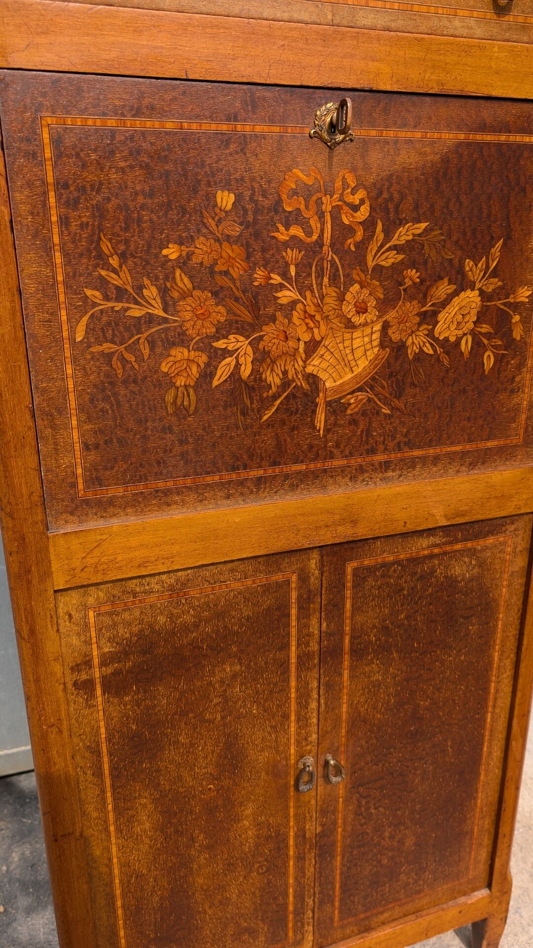 Antique marquetry secretary in Louis XVI style – late 19th / early 20th century