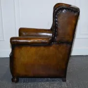 Victorian Hand-Dyed Brown Leather Reading Chair