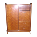 Armoire secrétaire, placage de chêne 1960