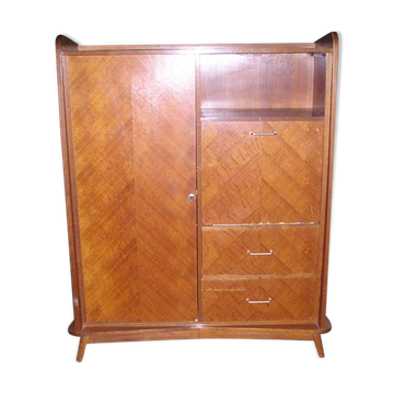 Armoire secrétaire, placage de chêne 1960