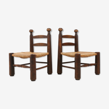 Small wooden and wicker chairs