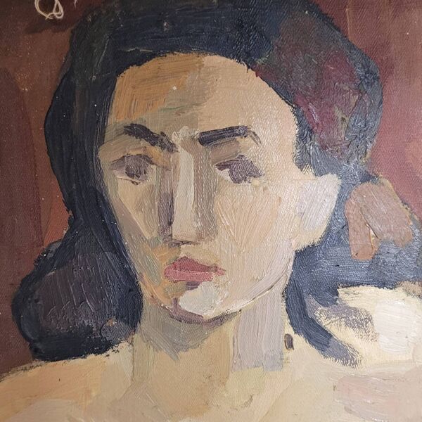Tableau Ancien Portrait Nu Huile Sur Toile