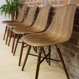 Set of 4 chairs in ABS, wood and metal