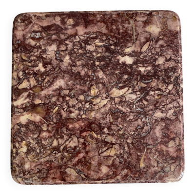 Dessous de plat en marbre rose et pieds boules laiton