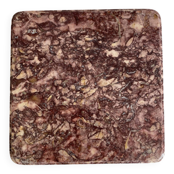Dessous de plat en marbre rose et pieds boules laiton