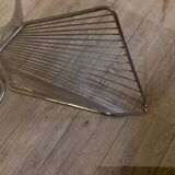Vintage 1970's coffee table in chrome steel wire and smoked glass