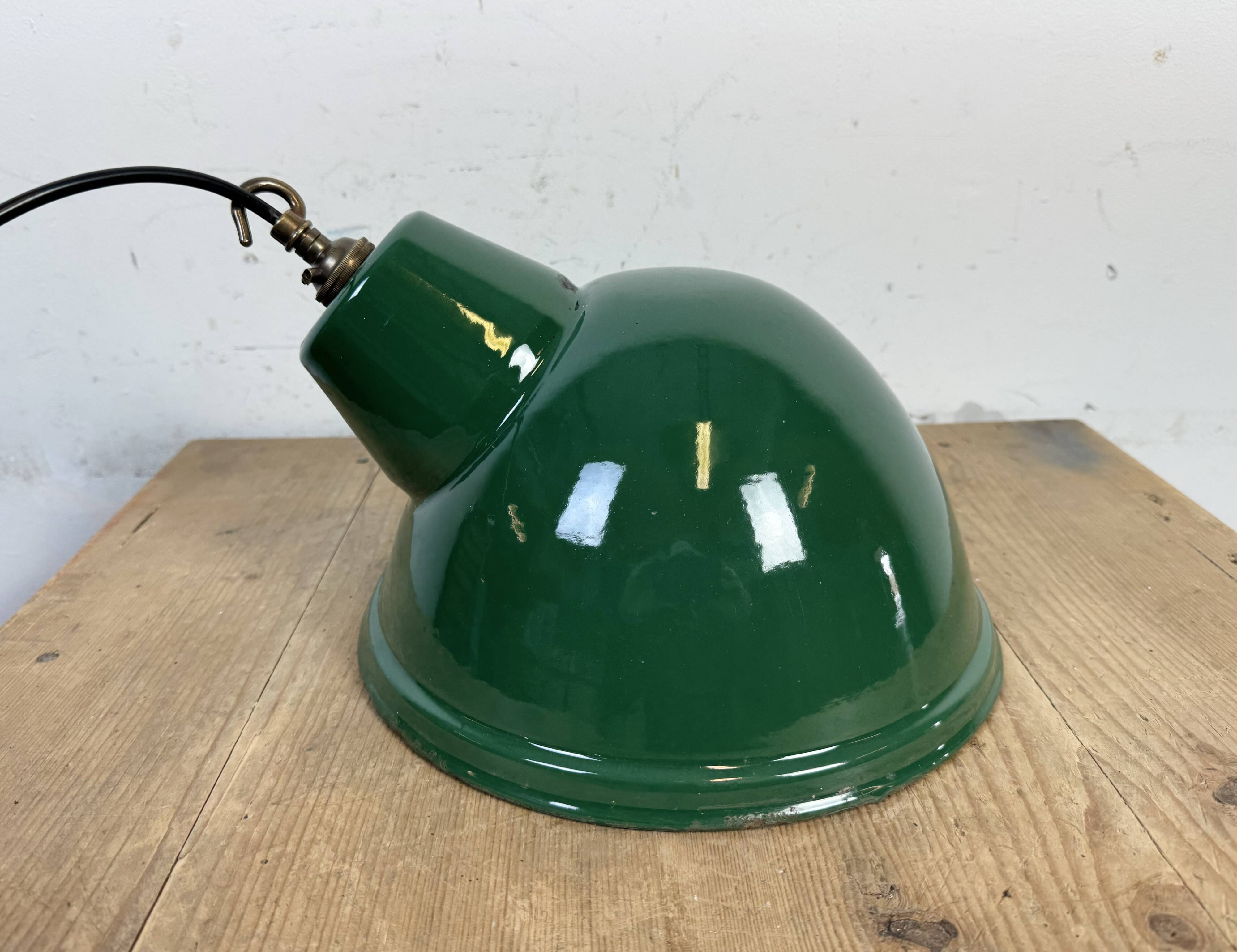 Industrial Green Enamel Factory Pendant Lamp, 1960s