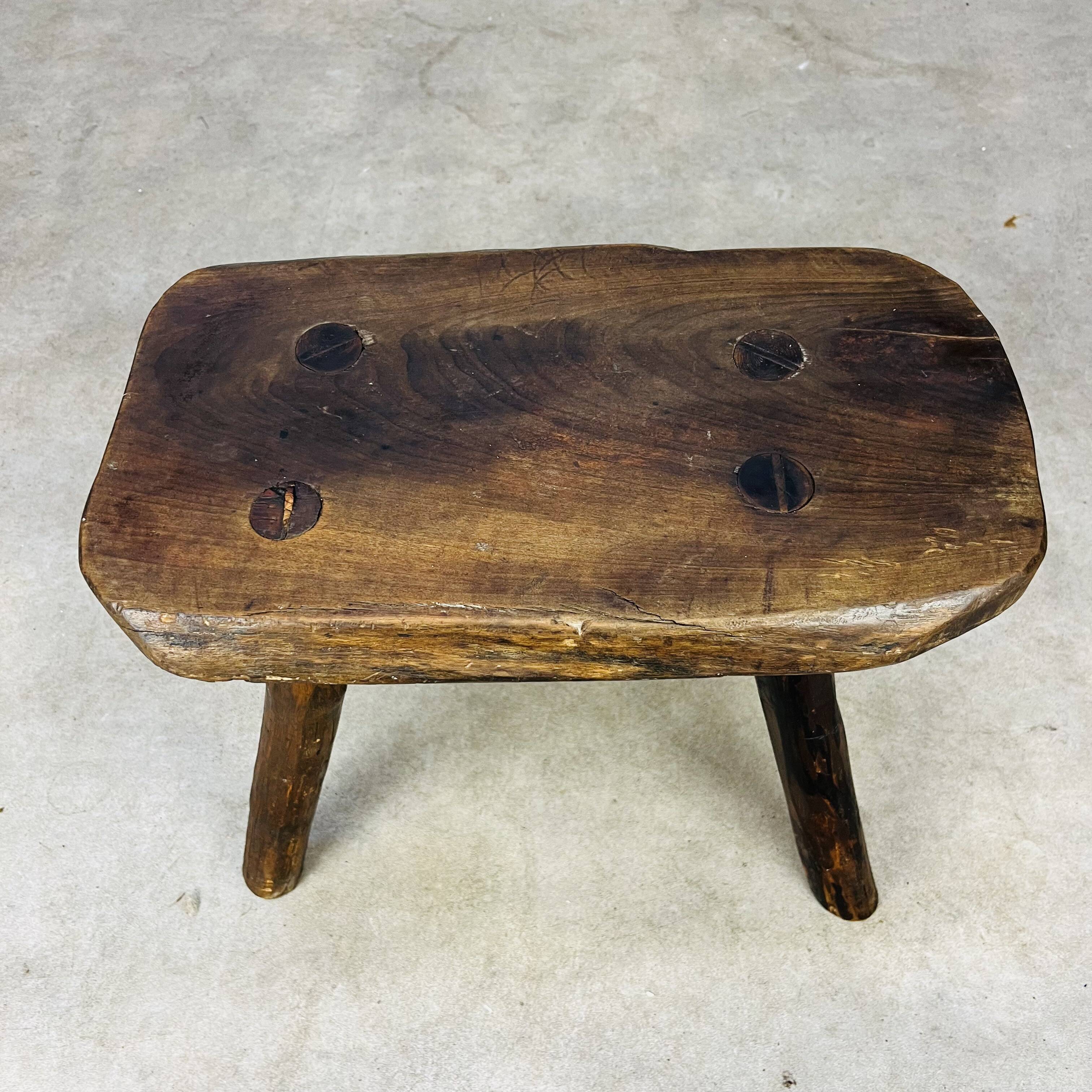 Solid wood brutalist farmhouse stool