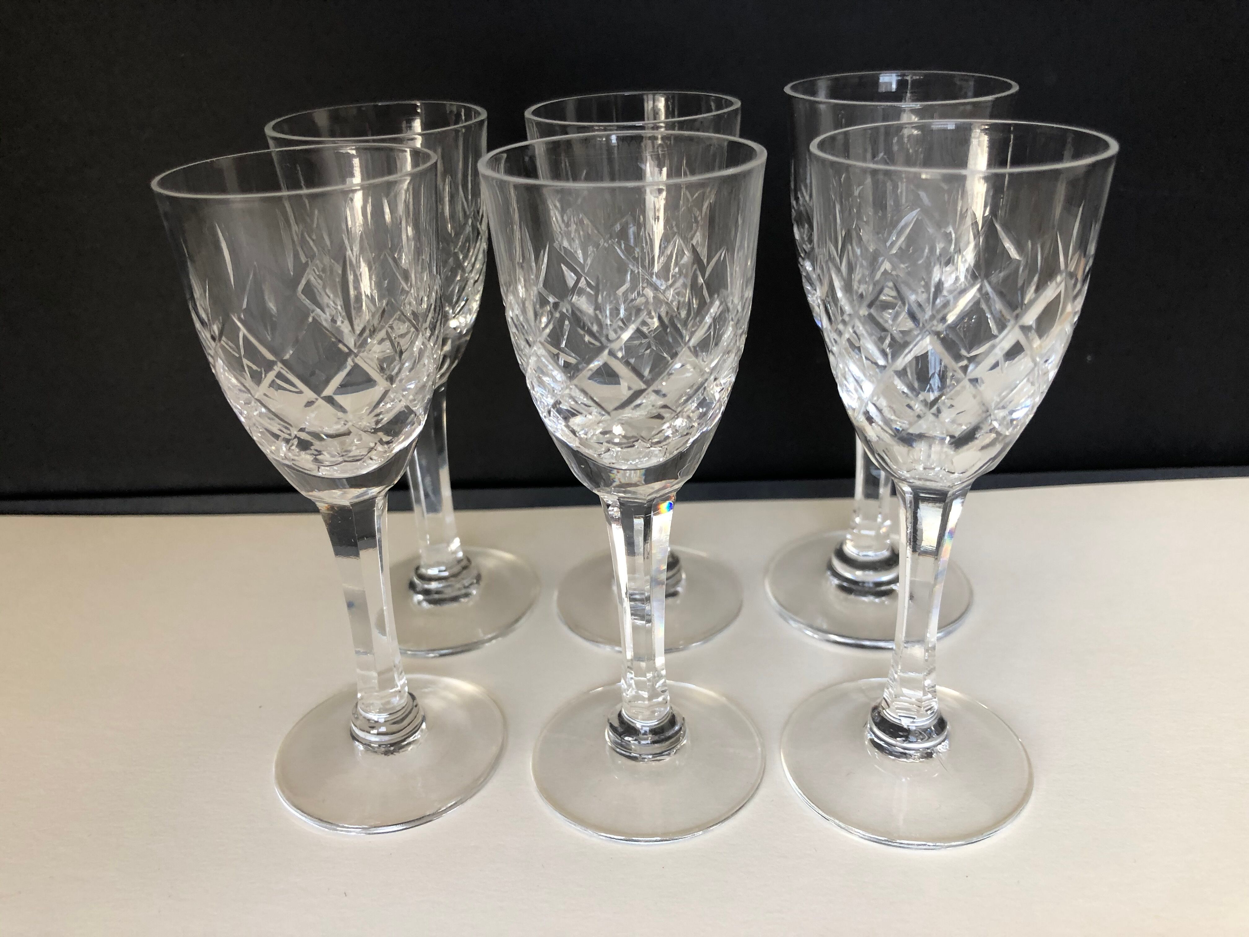 Set of 6 Saint Louis cut crystal port glasses