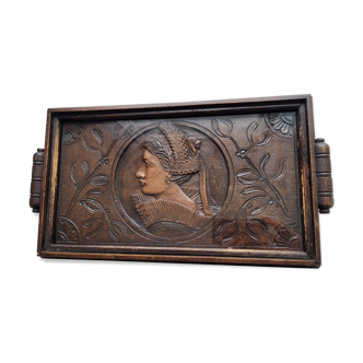 Breton carved wooden top signed E Le Nauthiec