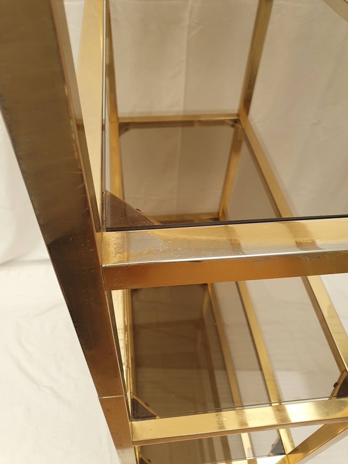 Gold and smoked glass shelf 1970