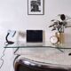 Small glass desk and plexiglass
