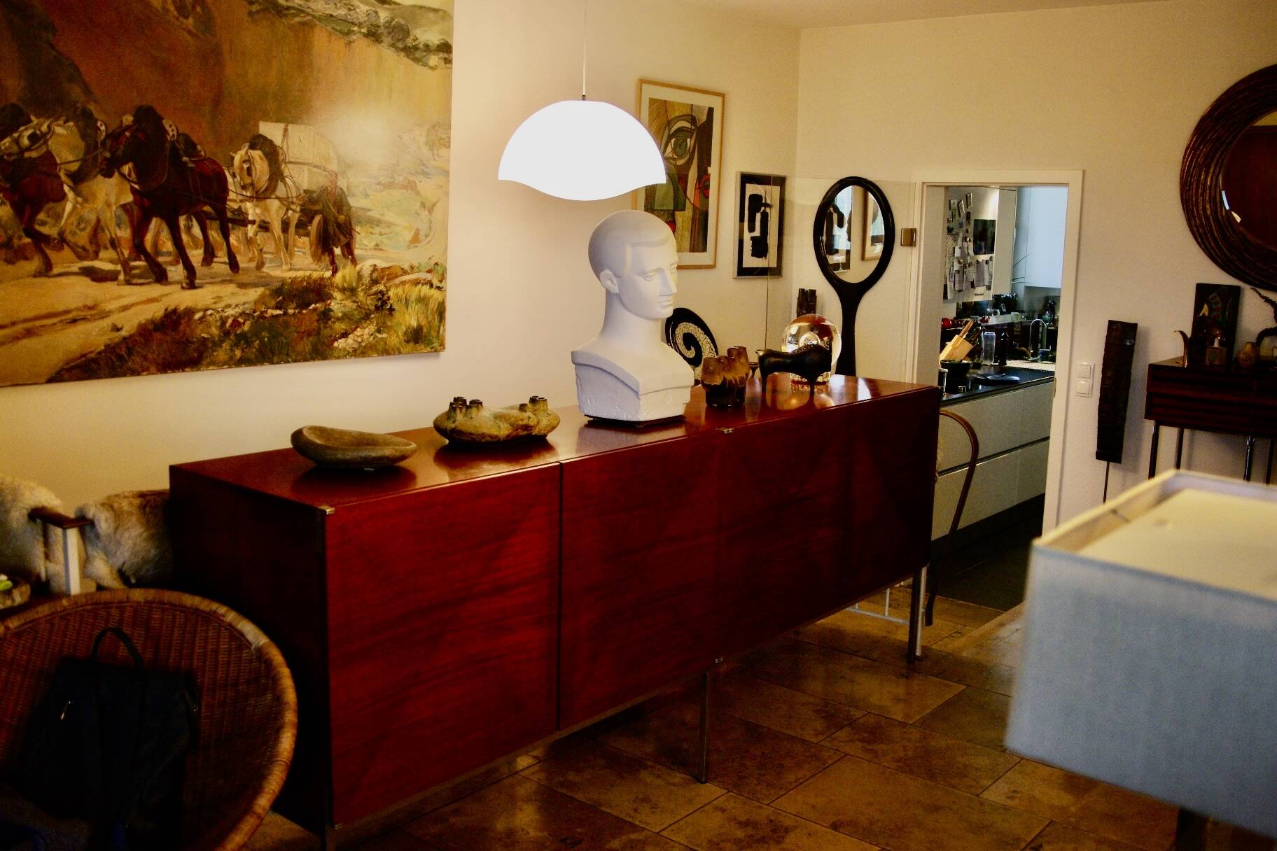Art deco full plaster bust of a young man