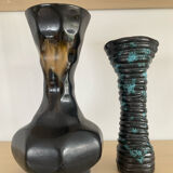 Pair of vintage glazed ceramic vases