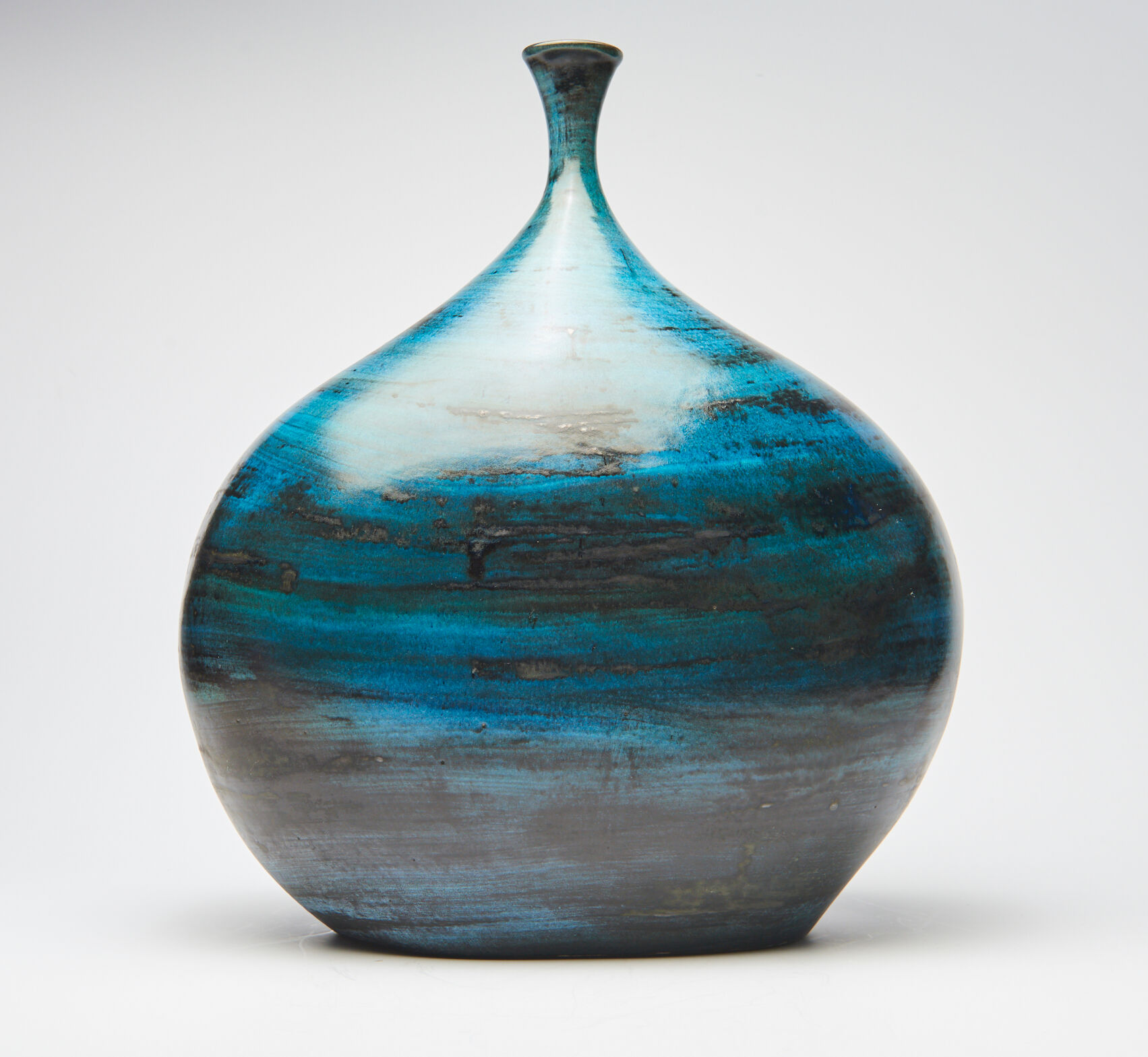 Large blue vase with ceramic rider by Jean de Lespinasse