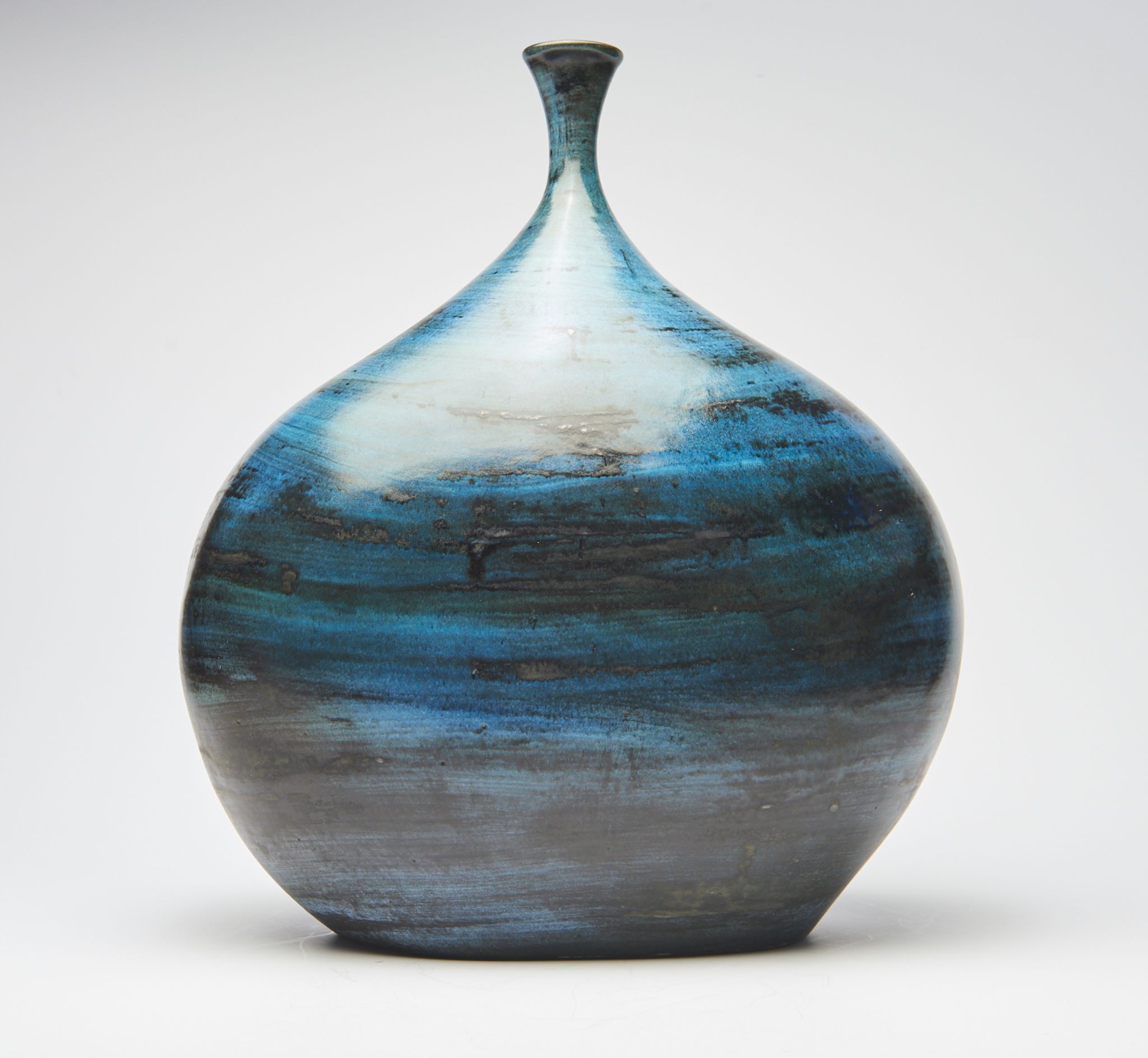 Large blue vase with ceramic rider by Jean de Lespinasse