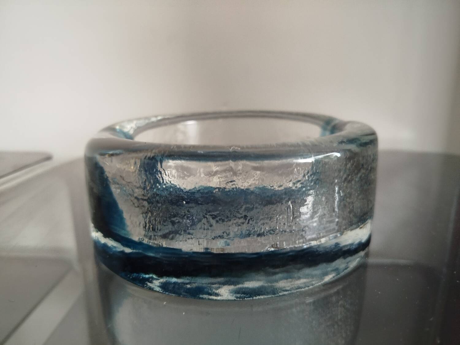 Blue bubble glass ashtray/pocket tray – from Sweden
