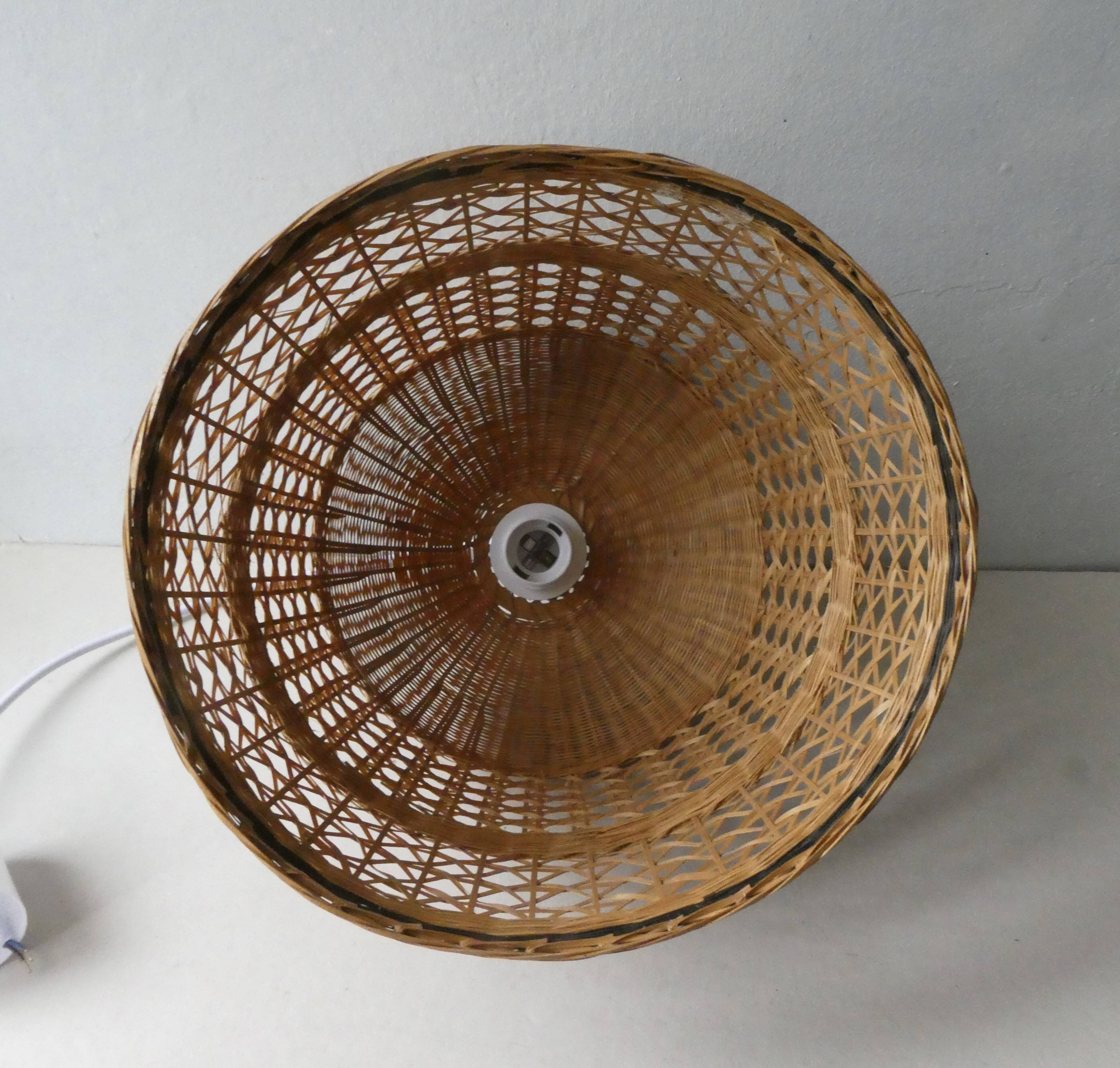 70s woven wicker pendant light
