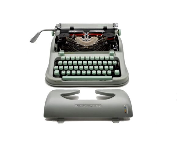 Machine à écrire Hermes Media 3 verte révisée ruban neuf