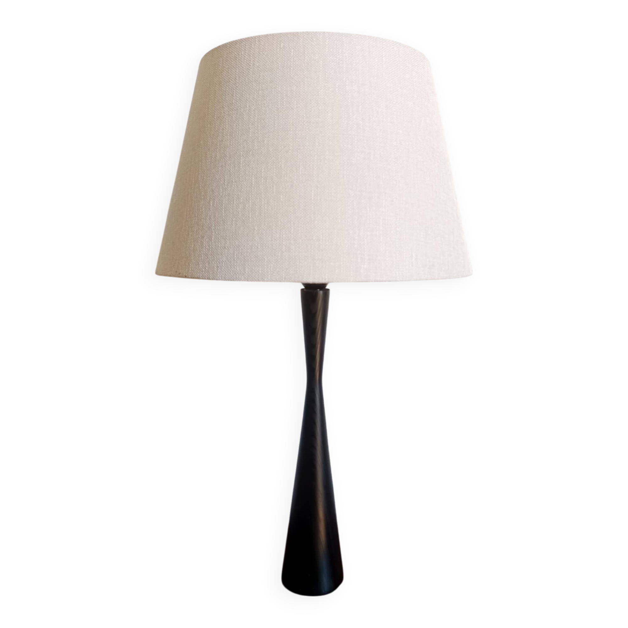 Lampe diabolo en bois noirci