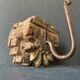 Wall hook in hand-carved wood and iron, antique, India, 1920