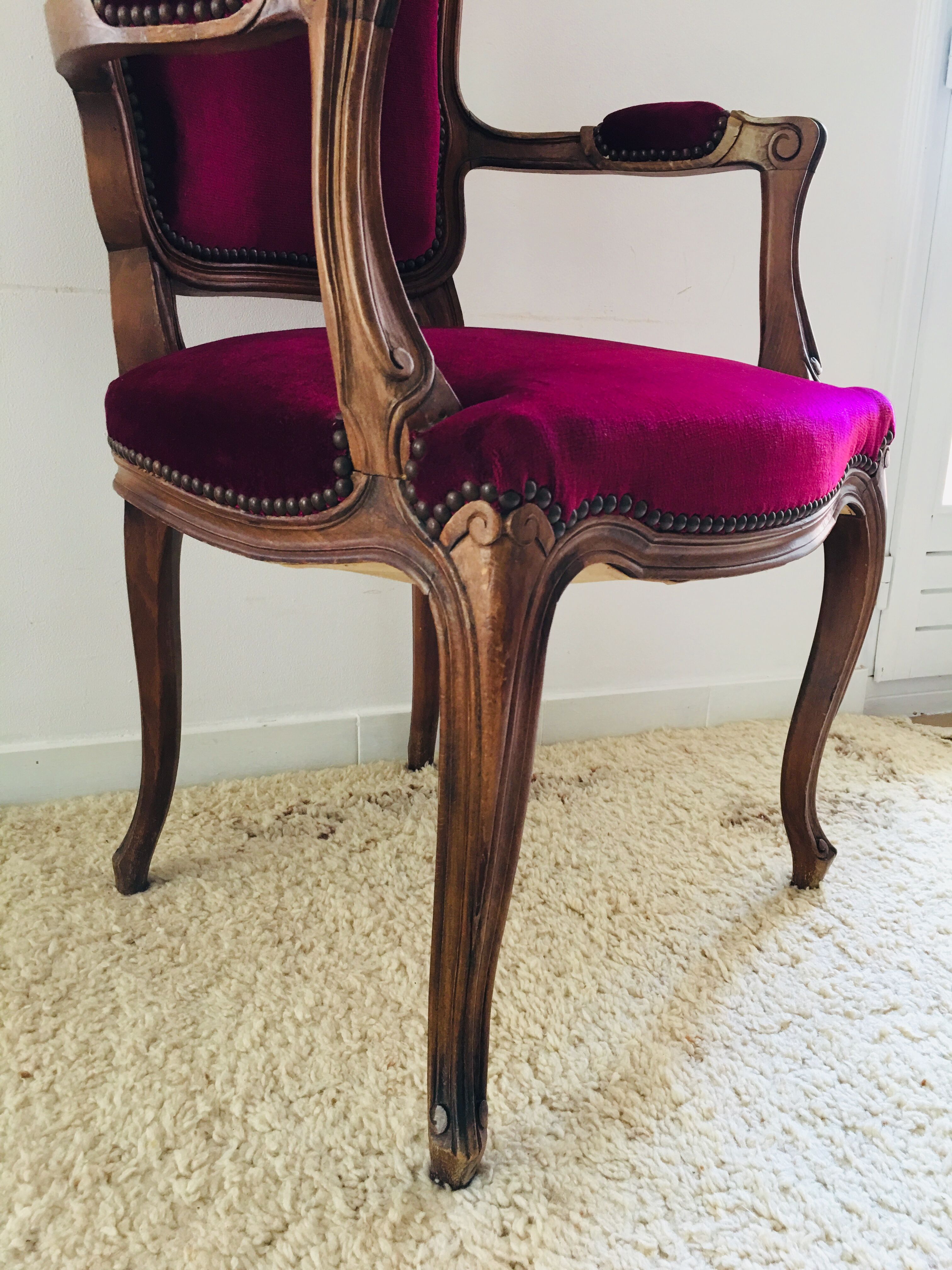 Burgundy pink velvet shepherdess