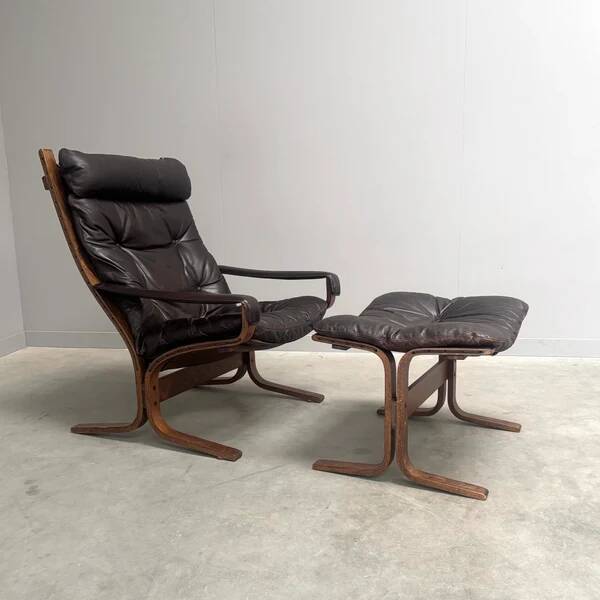 Fauteuil Siesta avec repose-pieds par Ingmar Relling, années 1960.