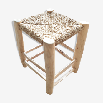 Moroccan stool in raw wood