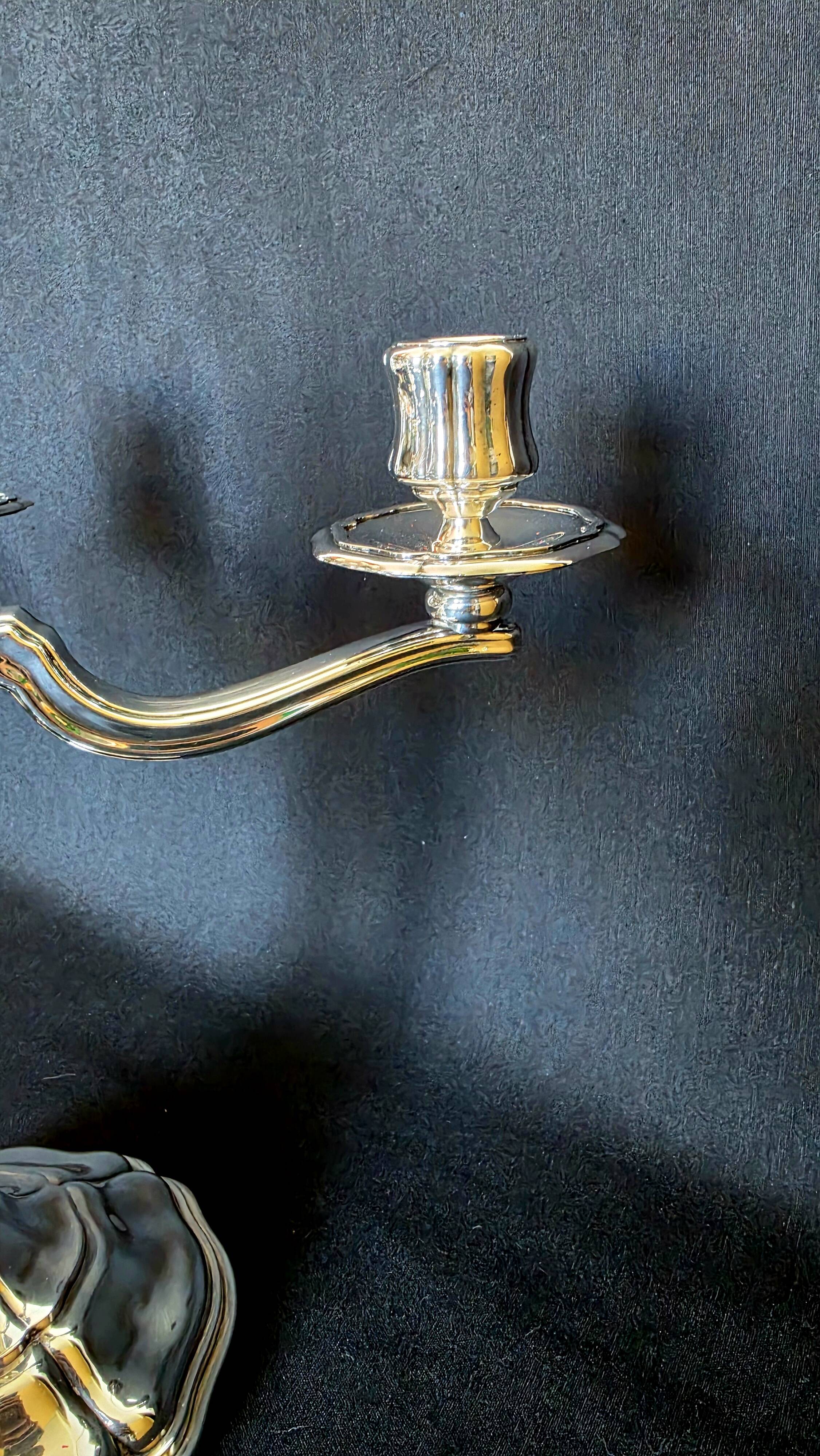 Exceptional pair of table candlesticks in fine silver, St. Médard Paris