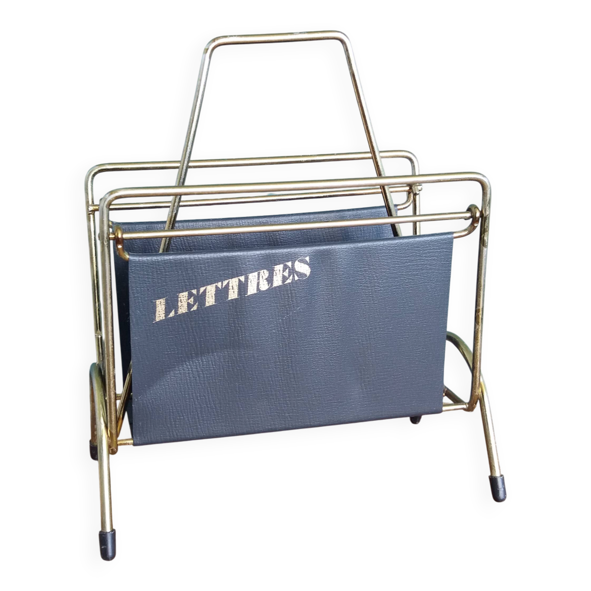 Modernist letter holder mail holder magazine rack style Jacques Adnet