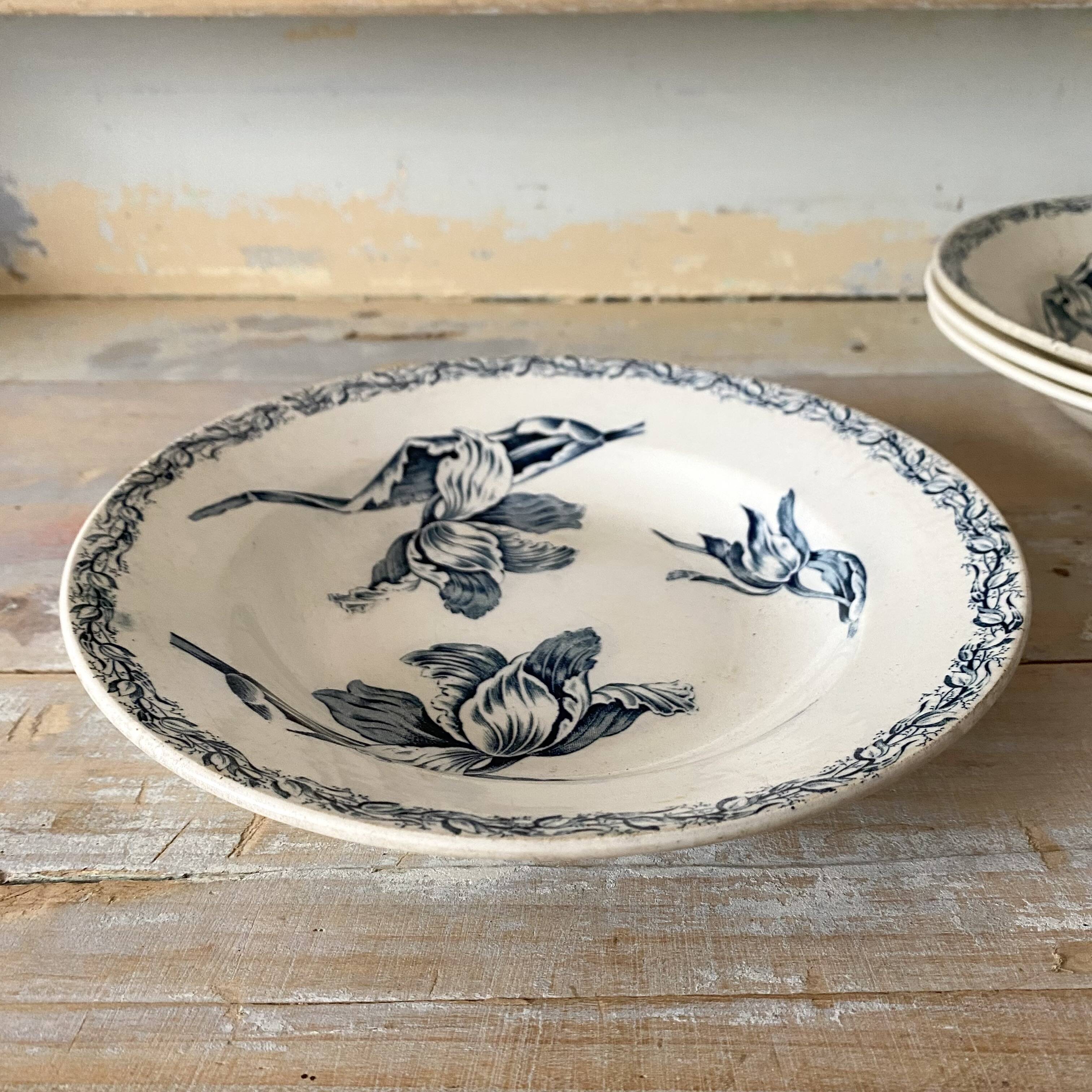 Luneville Tulips ironstone soup plates