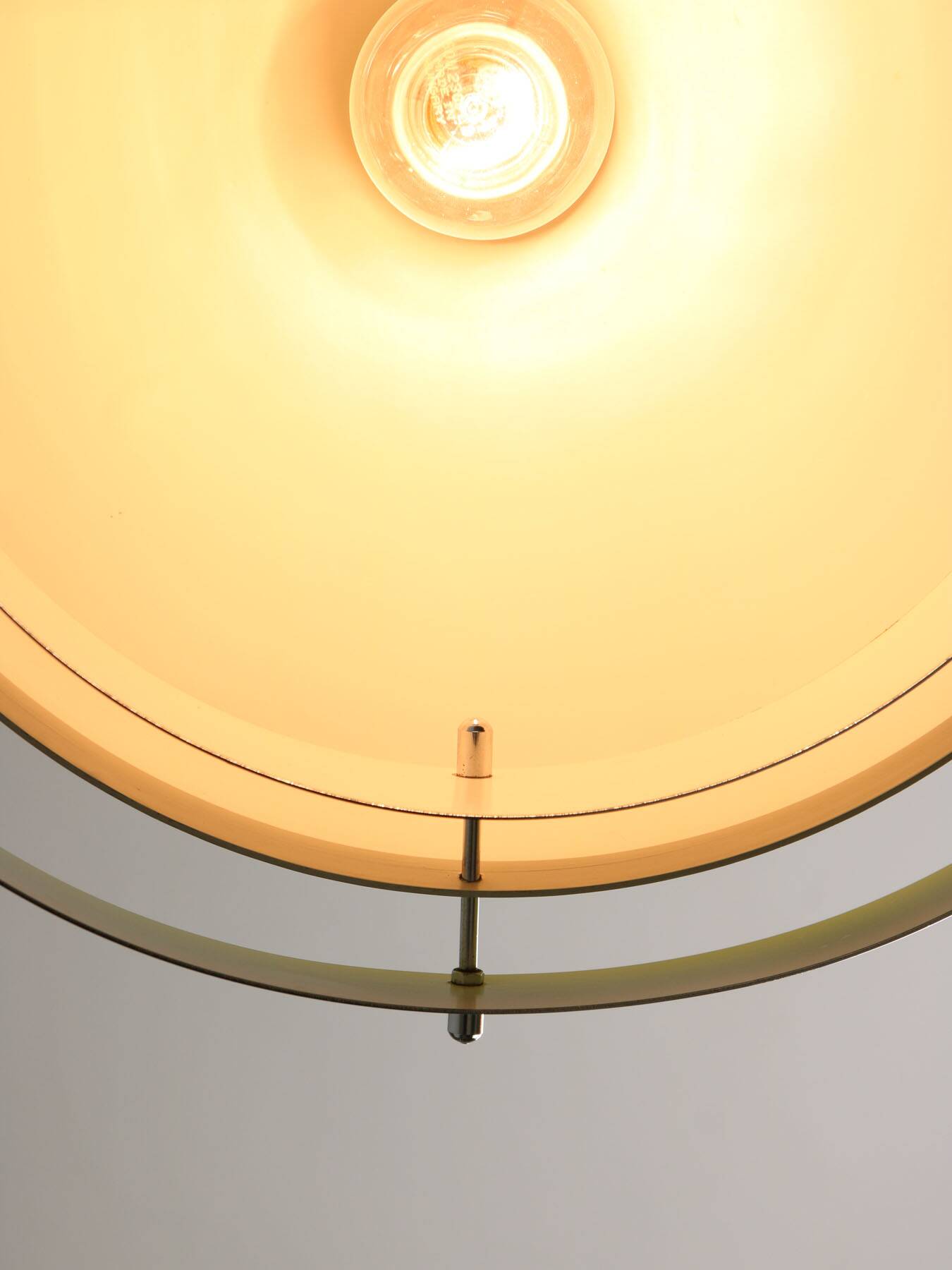 Space-age italian yellow and chrome metal pendant lamp, 1970s