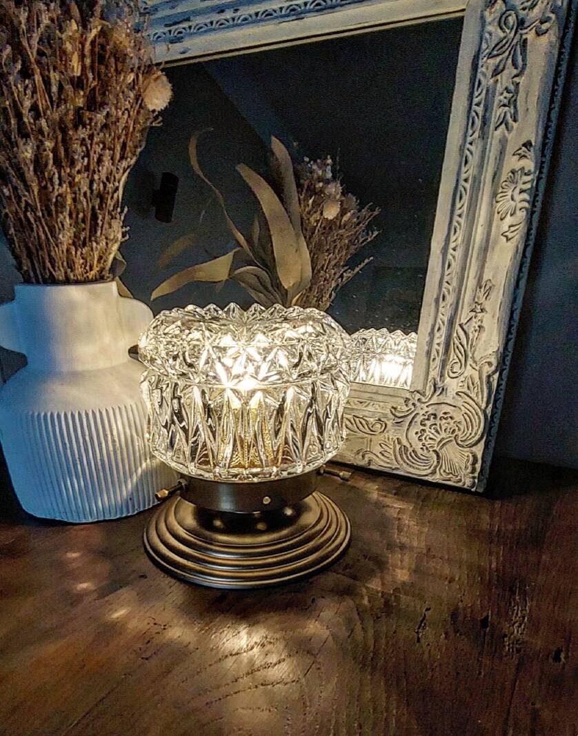 Vintage chiseled glass lamp