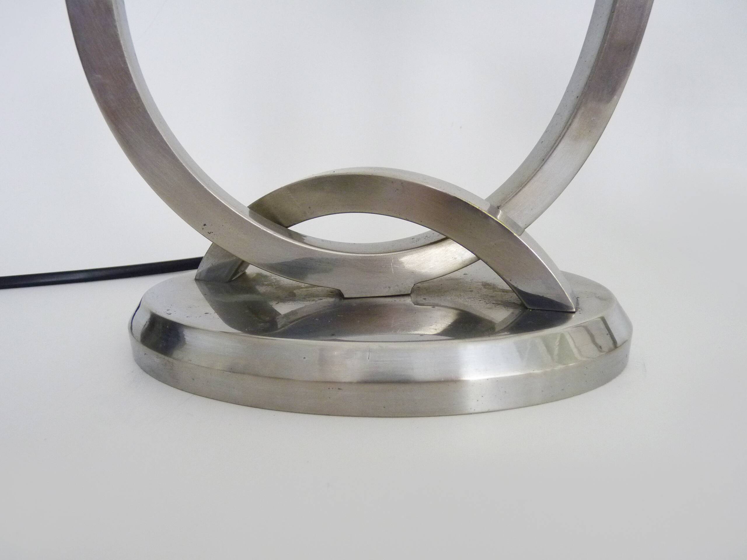 Pair of table lamps, Art Deco bedside lamp, chrome metal