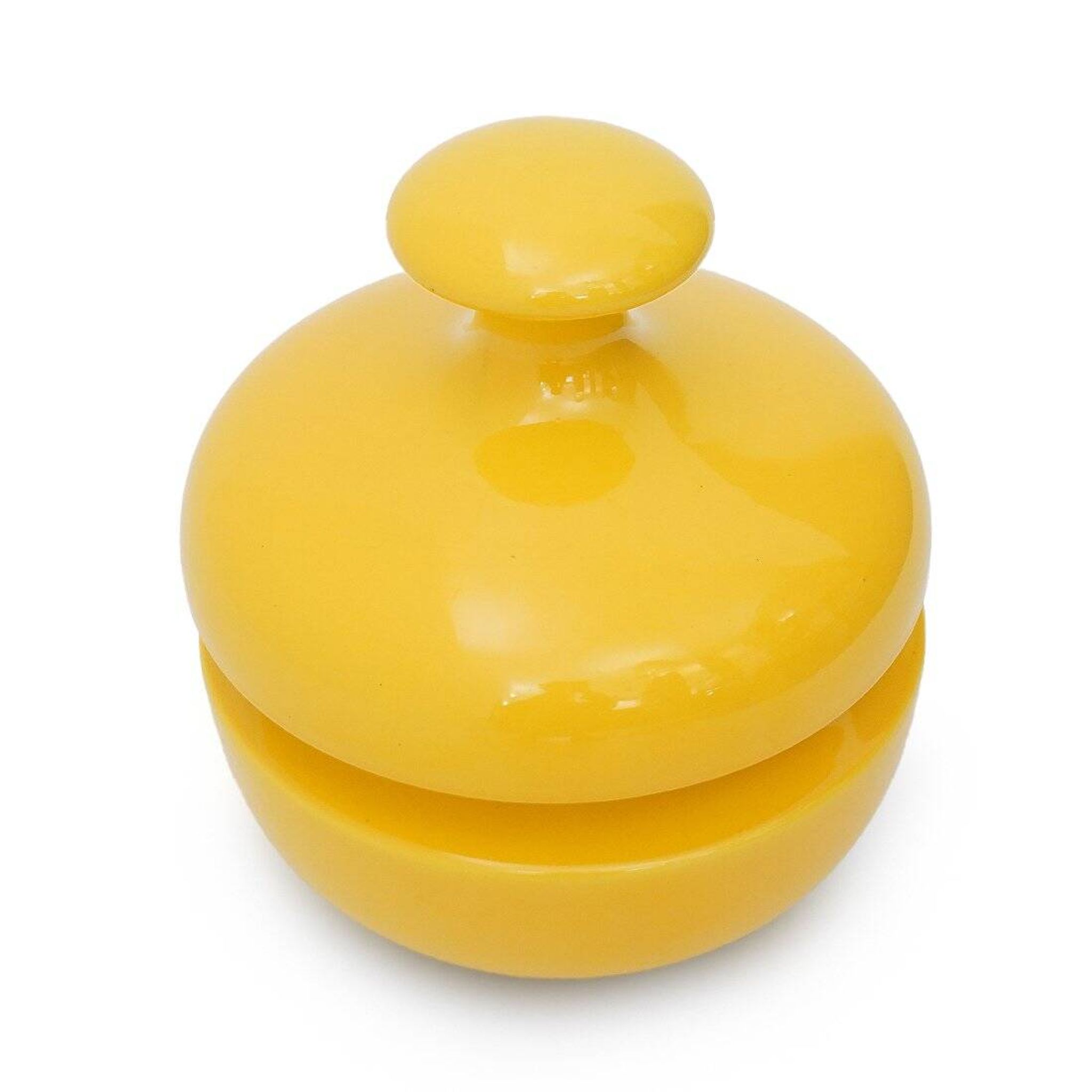 Yellow ceramic vase with lid by Enzo Bioli for Il Picchio, 1970s.