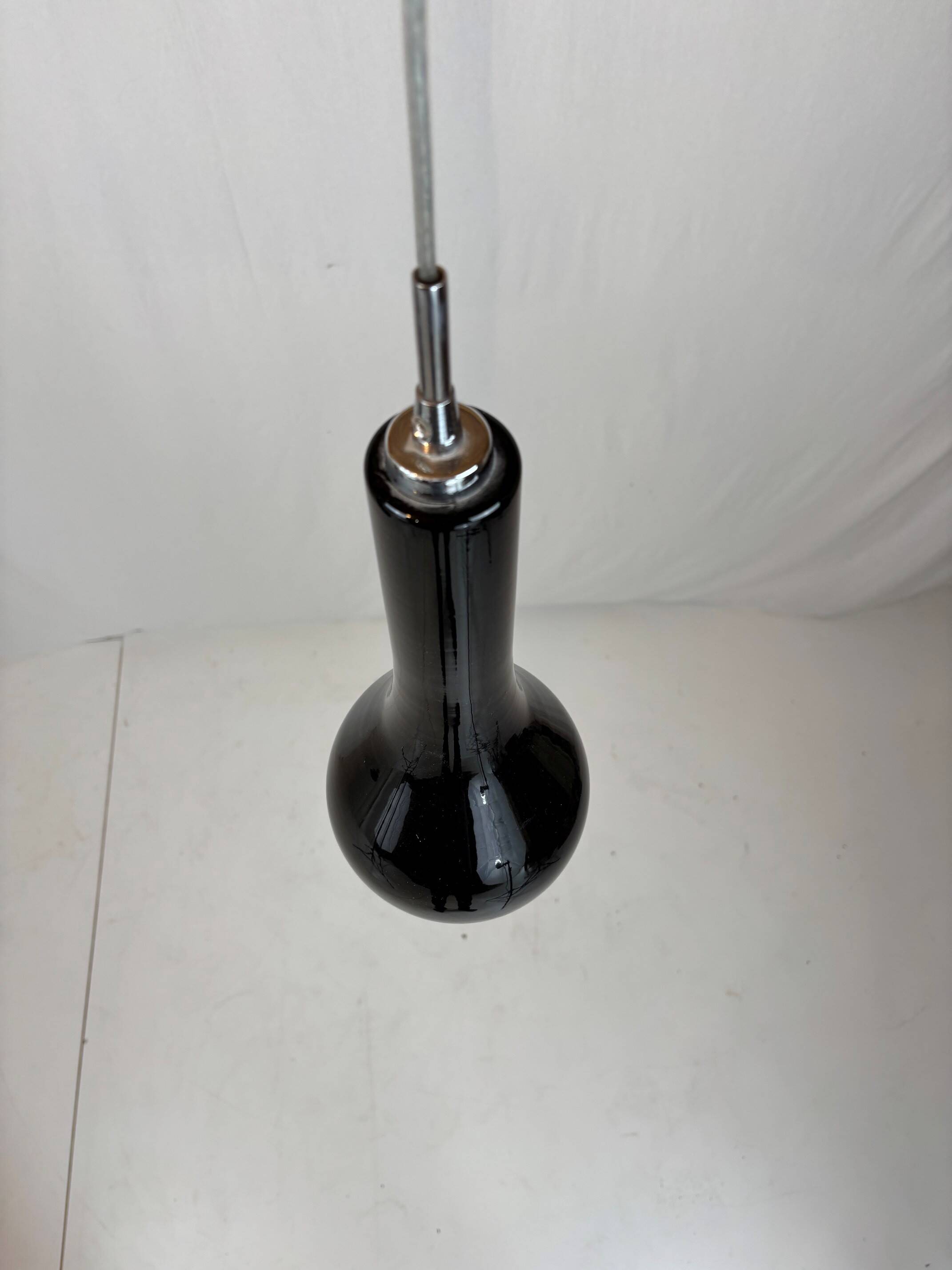 pair of black glass pendants - Denmark 80s/90s