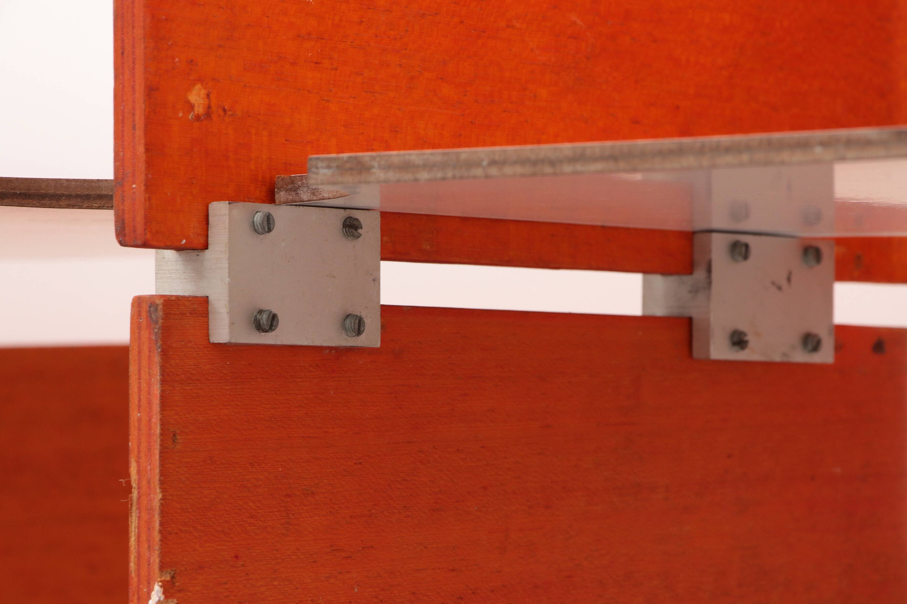 Modular French wall furniture orange made in the 60s.