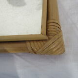 Mirror in bamboo and vintage rattan deco, 61x37 cm