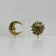 Vintage bookends sun and moon lucite and brass, 1970s