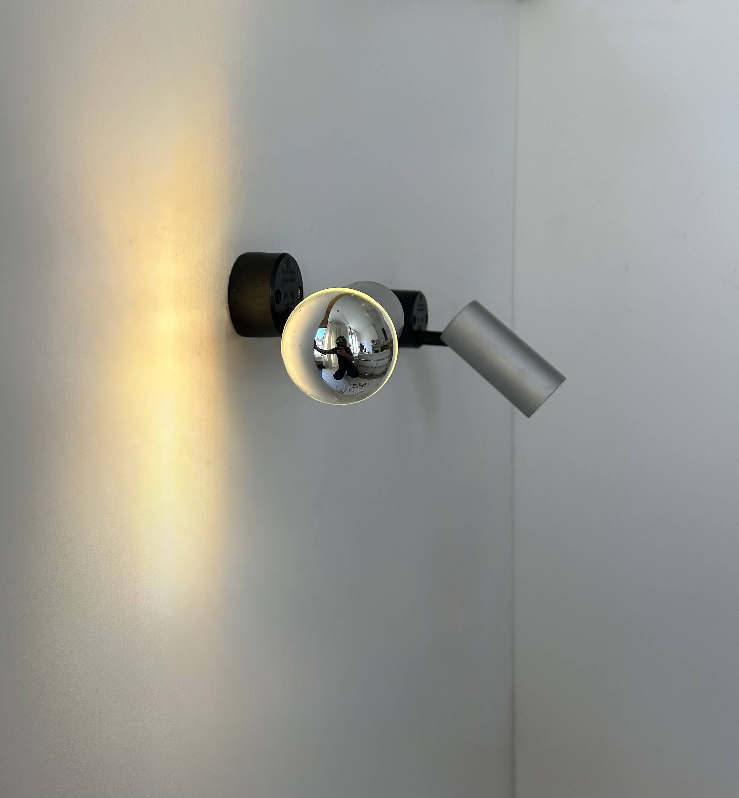 Pair of vintage adjustable brushed aluminum wall lights, France, 1970s