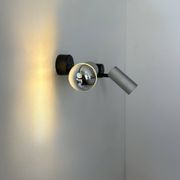 Pair of vintage adjustable brushed aluminum wall lights, France, 1970s